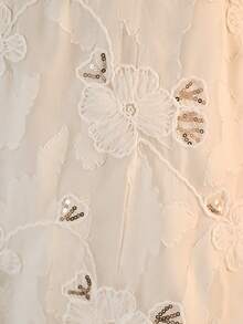 Young Girl Elegant & Cute Floral Mesh Dress - Apricot - View 5