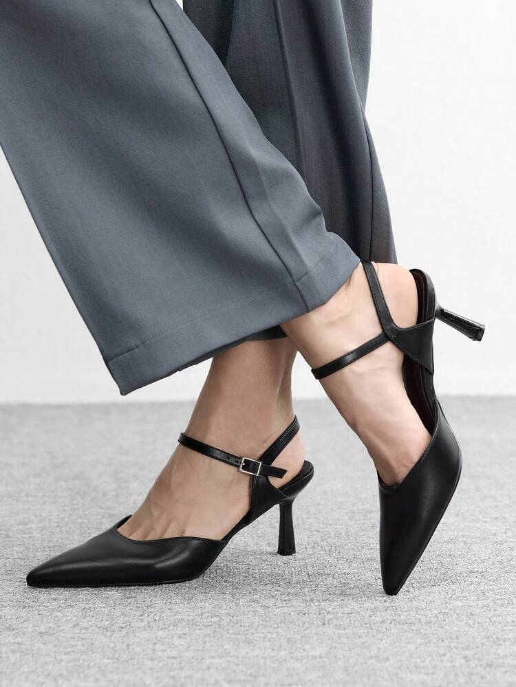 CUCCOO BIZCHIC Women's Pointed Toe Buckle Design Fashionable Elegant High Heels Valentine's Day