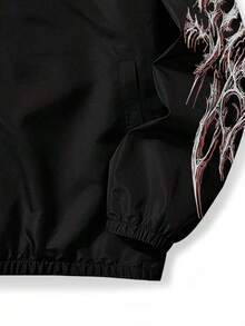 Sport MetroGents Men's Fashion Contrast Color Print Stand Collar Sports Jacket, Lightweight, Gym - Black - View 6