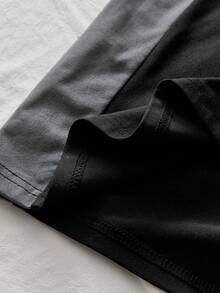 AXEPEAK Men's Letter Graphic Round Neck Raglan Short Sleeve Casual Loose Versatile T-Shirt - Black - View 5