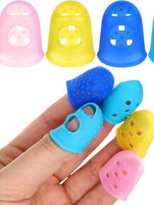 5PCS Silicone Finger Protectors Heat Resistant Anti-Slip Thumb Covers For Hot Glue Gun, Reusable Finger Tip Pads Grips For DIY Craft Sewing Money Counting Writing Sorting Tasks And Sports Games - Multicolor - View 2