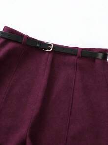 Franclia Women's Solid Color Minimalist Casual Shorts - Red Violet - View 4