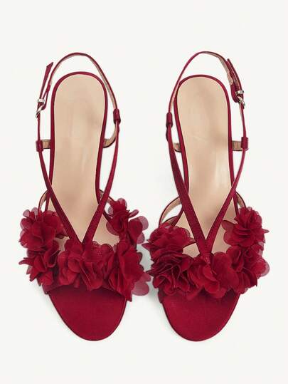 CUCCOO CHICEST Zapatos de tacón alto de punta abierta con aplicación de unicolor de moda casual para mujer