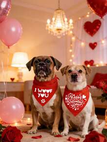 PETSIN Khăn quàng cổ cho chó ngày Valentine, yếm cho thú cưng in hình thư tình. - Nhiều màu - Xem 12