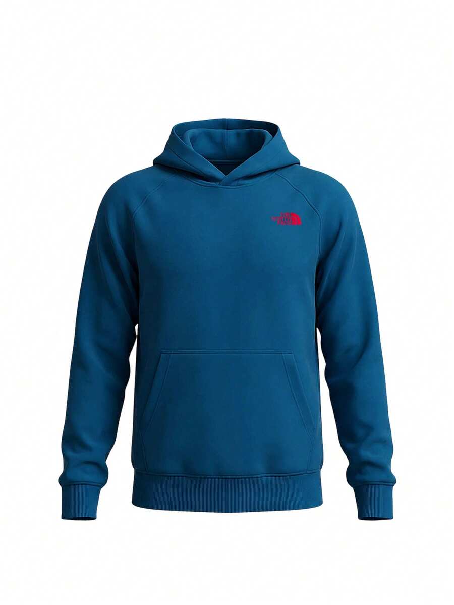 The North Face Raglan Nse Box Men's Hoodie Blue - Mineral Ink-TNF Red - View 1