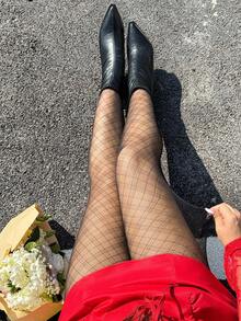 GalTyme Quần legging lưới kẻ caro thời trang dáng rộng dành cho nữ cỡ lớn, thích hợp cho ngày Valentine, mùa xuân/hè, năm mới, tiệc tùng thanh lịch, màu đen. - màu đen - Xem 3