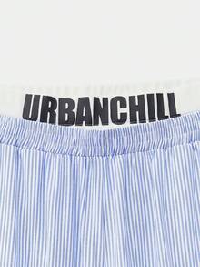 Manfinity VCAY Men's Regular Fit Casual Faux Waistband Splice Striped Loose Straight Leg Pants, Suitable For Daily Wear, School, Fall - Baby Blue - View 4