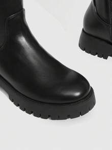 Daringsoles 女式黑色侧拉链设计舒适及膝靴，适合日常穿着 - 黑色 - 查看 5