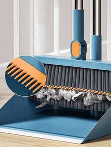 1set Household Broom And Dustpan, Long Handle Floor Cleaning Broom Dustpan, Rotatable Broom And Dustpan With Teeth, For Dust And Debris Removal, For Home, Kitchen, Room, Office, Cleaning Supplies, Cleaning Tools - Multicolor - View 6