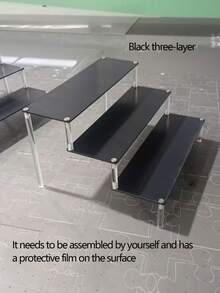 1个黑色亚克力多层香水架，多功能收纳整理架。可用作珠宝收纳架、梳妆台收纳架、香水收纳架和饰品收纳架。浴室用品和房间装饰。 - 黑色 - 查看 8