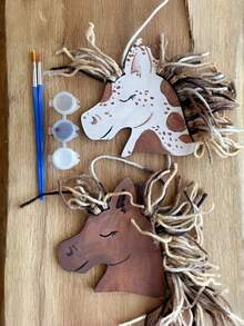 12 Pieces Wooden Horse Head DIY Craft Kit With Thread Hand Painted Horse Ornament Natural Wood Design Creative Gift Set For Birthday Christmas Party Souvenirs Home Decoration Classroom Art Projects Craft Supplies DIY Projects Holiday Season DIY Crafts Handmade Gifts Craft Kits - Multicolor - View 3