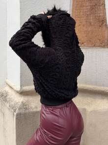 Jeta Ari Women's Hooded Long Sleeve Heart Pattern Fluffy Trim Jacket, Autumn Winter, Brunch Women , Fall Wedding Guest Hoodie, Homecoming, 90s , Ladies Late Fall Casual Contrast Fluffy, Zipper Regular Sleeve Hooded Regular Fit Plain Women Jacket, Casual Daily Wear,