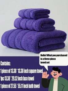 3pcs/2pcs Set Modern, Simple, Personalized, Plain Colored Towels For Face Washing, All Cotton For Home Use, Suitable For Both Men And Women, Soft And Skin Friendly, Quick Drying Bath Towels, Daily Gifts, Multi-Purpose Universal Towels, Bathroom Hair Accessories, Gym Yoga, Outdoor Swimming Pool Towels, 34 * 75 Towels, 70 * 140 Towels, 34 * 34 Square Towels - Purple - View 11