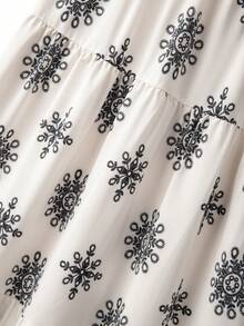 GlowEve 优雅印花图案半身裙，适合海滩度假 - 米色 - 查看 8