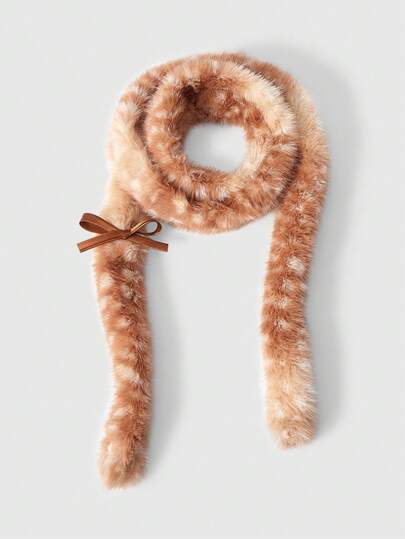 Fairycore 1 pieza Bufanda de felpa con lazo francés minimalista de moda, textura de ciervo adorable y lindo "Babe del Milenio YK" en color marrón, adecuada para la escuela, las compras, las citas, los viajes y como accesorio cálido para Navidad