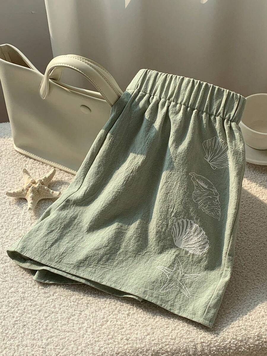 Comfortcana 女士印花休闲短裤 - 薄荷綠 - 查看 1