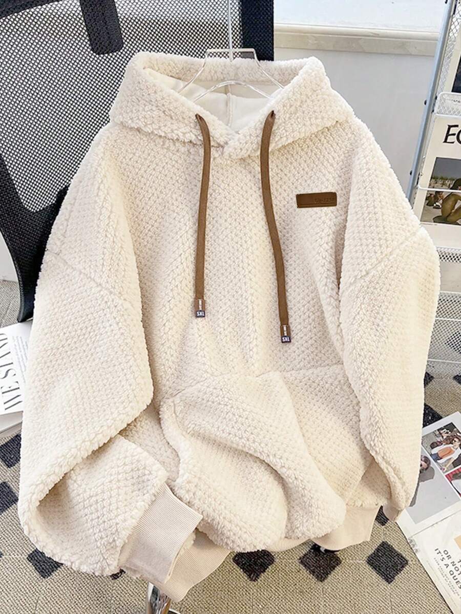 INAWLY 大码女式贴花口袋连帽休闲长袖卫衣 - 白色 - 查看 1