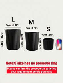 1Pc Minimalist Striped Trash Can, Available In White, Black And Beige. Suitable For Bedrooms, Living Rooms And Bathrooms As A Paper Bin Or Garbage Storage Container. Ideal For Homes And Offices. - Multicolor - View 1