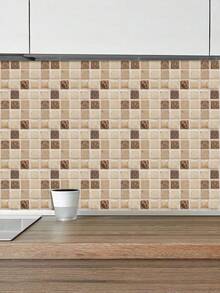 10片自粘PVC厨房贴纸，马赛克墙贴，壁纸，瓷砖贴纸，墙面装饰贴纸，适用于厨房、客厅墙壁、橱柜、水槽和其他家居装饰。