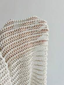 Elamini Women's Apricot Sheer Crochet Pullover Sweater, Sexy Casual Beach Cover Up, Lightweight Vacation Style For Summer - Apricot - View 7