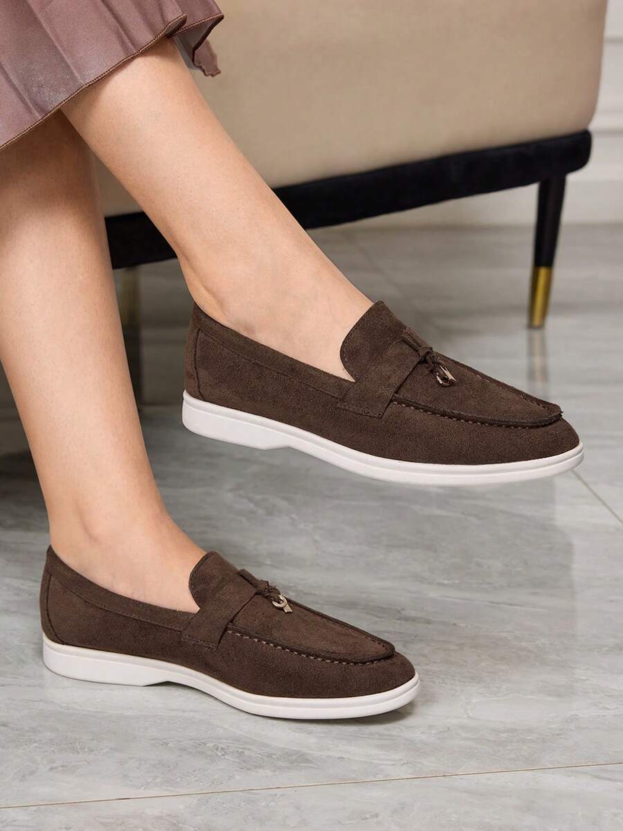 Sleekvia 女士尖头休闲百搭平底鞋 - 咖啡棕 - 查看 1