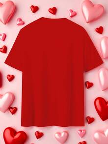 Manfinity Homme Men's Angel Letter Print Round Neck Short Sleeve Casual T-Shirt - Red - View 2