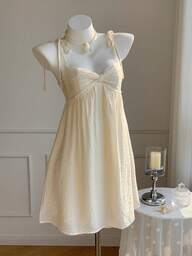 SHEIN EZwear Solid Color Casual Daily Wear Women Spaghetti Strap Dress For Spring And Summer