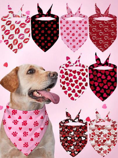 PETSIN Valentine's Day Dog Bandanas Pet Bibs With Love Letter Prints