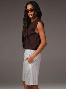 Athîral 女士休闲日常条纹阔腿七分裤 - 彩色 - 查看 4