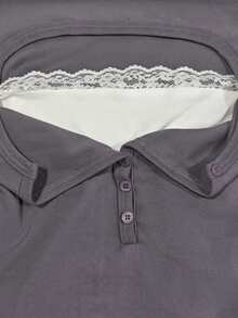 Glimmora 1 chiếc áo thun dài tay dáng ôm 2 trong 1 dành cho nữ cỡ lớn - Màu tím - Xem 4