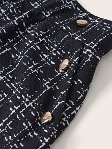 Editum Women's Elegant Faux Leather Pocket With Metal Buckle Skirt, Suitable For Work, Casual And Daily Wear In Summer - Black and White - View 8