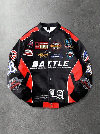 Herren Kontrast-Farbdruck Langarm Digital-Muster Sportjacke