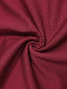 Resyla 1件女士休闲爱心刺绣滚边短袖T恤，夏季图案T恤女式上衣 - 酒紅色 - 查看 6