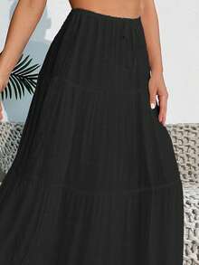 Swim Vcay 黑色夏季沙滩罩衫长裙 - 黑色 - 查看 3