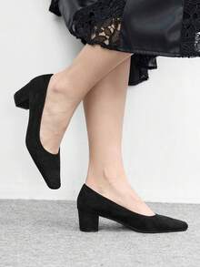 CUCCOO BIZCHIC Giày cao gót mũi vuông thời trang dành cho nữ, thích hợp đi lại hàng ngày. - màu đen - Xem 3