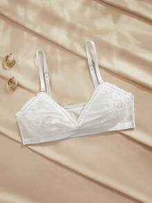 Charlaine 舒适性感蕾丝爱心迷人浪漫女士文胸 - 白色 - 查看 3