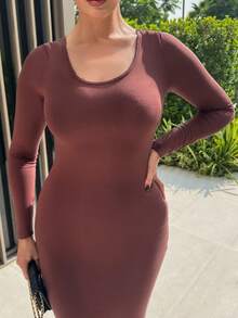 MDEdit Solid Maxi Bodycon Dress