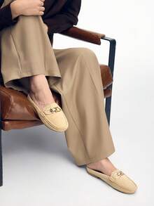 Giày bệt đế mềm bằng da lộn thoải mái đa năng dành cho nữ - Màu Khaki - Xem 11
