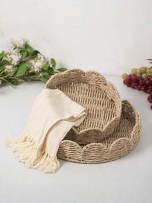 1 pieza Cesta de almacenamiento tejida a mano con cuerda de papel, decoración del hogar vintage, organizador de escritorio, decoración de baño de hotel, cesta de ratán, cesta de almacenamiento, almacenamiento de baño, accesorios de cocina, decoración de habitación, decoración del hogar - Multicolor - Ver 2