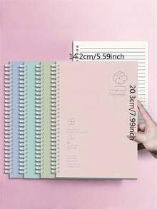 8本装，480页A5螺旋笔记本，大学标准行距，7毫米厚纸板封面，6种颜色可选，学习笔记、日记本、写作、返校办公用品，大容量加厚简约时尚多色笔记本，适合学生、女性、上班族、居家、夏季、秋季使用，文具礼品。 - 彩色 - 查看 4