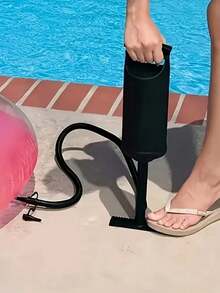 [1PC Portable Hand Pump]Quick Inflation & Deflation For Swimming Rings, Floaties, Pool Floats, Inflatable Air Mattress, Camping Pad, Beach Toys | Manual Air Pump For Outdoor, Travel, Beach, Camping Gear - Black - View 3
