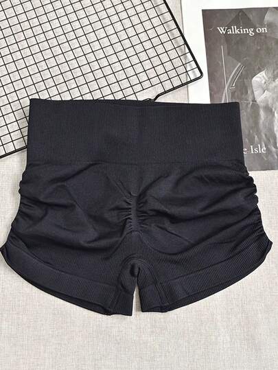 Easithlete Women's High-Waisted Scrunch Butt Ribbed Yoga Shorts - Tummy Control, High Elasticity, Squat-Proof, Workout Shorts