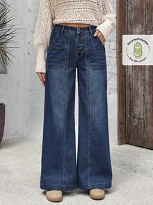 EMERY ROSE Quần jeans ống đứng dáng rộng, đa năng, cỡ lớn - Màu xanh lam - Xem 4