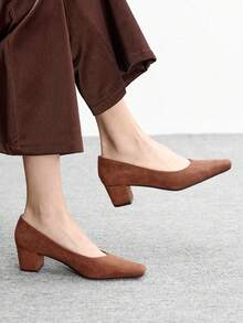 CUCCOO BIZCHIC Pantofi cu toc înalt și vârf pătrat pentru femei, eleganți, potriviți pentru naveta zilnică - Moca Brown - Vizualizare 7