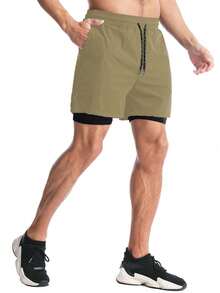 Gym Rark Quần short thể thao nam dáng casual, có dây rút ở eo và túi. - Màu Khaki - Xem 4
