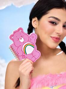 SHEIN X Care Bears 1 pezzo Quaderno a spirale portatile con forma di Orso Allegro dei cartoni animati, 80 pagine 40 fogli bianchi interni, adatto per apprendimento, scrittura, disegno, adatto per studenti e donne - Rosa - Visualizzare 3