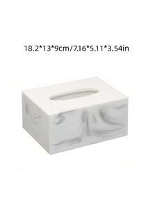 1 Pc Of Resin Bathroom Fixtures For A Model Bathroom; Tissue Box (Marble Pattern Random); Freely Combinable To Your Liking. - White - View 2