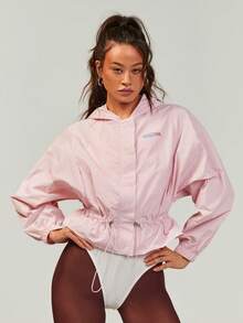 Athîral Women's Casual Pink Long Sleeve Printed Hooded Sports Jacket - Pink - View 6