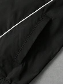 男士星形印花连帽夹克和裤子套装，PAVTROS，Y2K，狂欢节，街头服饰，复古，度假，我爱我的男朋友，情人节 - 黑色 - 查看 6