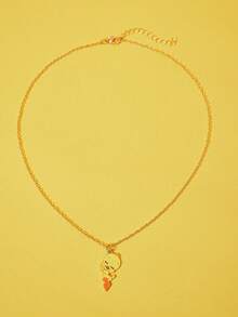 LOONEY TUNES X SHEIN Zinc Alloy Cartoon Pattern Printed Delicate Chain Necklace Set, Simple & Cute, Elegant & Niche, Suitable For Party, Concert, Festival - Gold - View 4